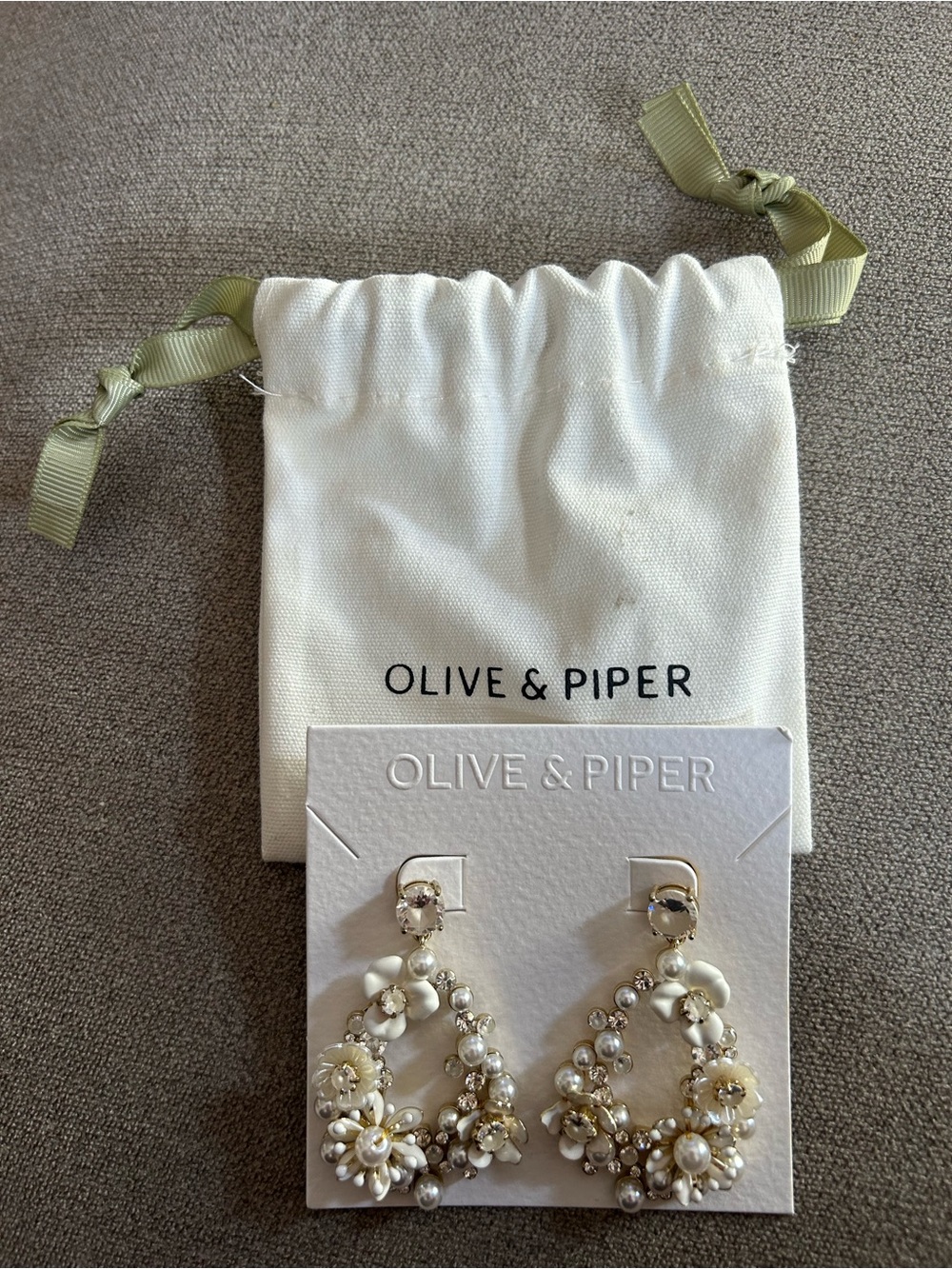 Olive & Piper White Floral Pearl Drop Earrings
